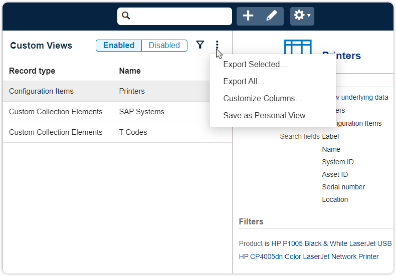 Export custom fields