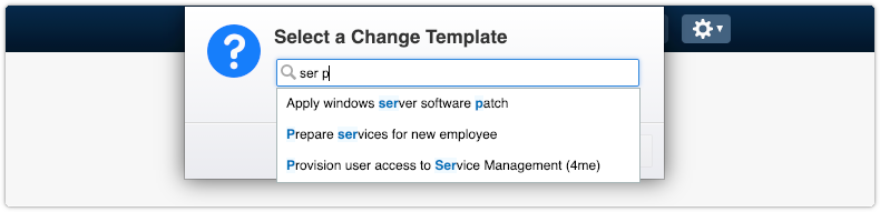 Selecting a change template for a new change