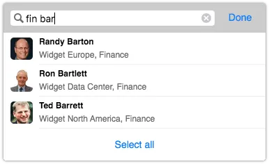 Looking up a person using the Search box