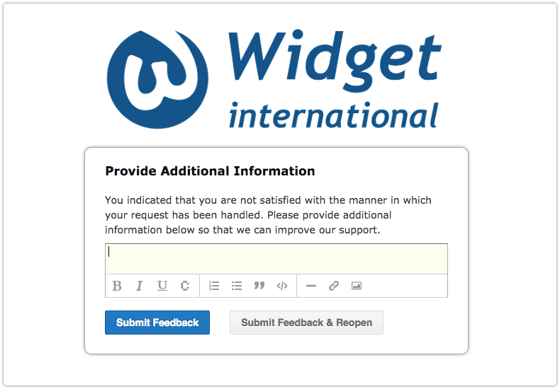 Providing negative feedback separate window