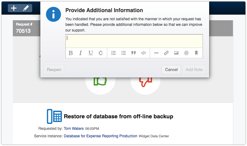Providing negative feedback in 4me full UI