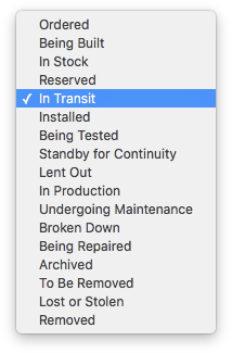 Configuration item (CI) status options