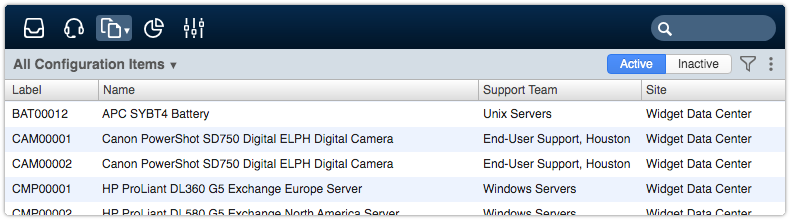 All Configuration Items view with increased font size