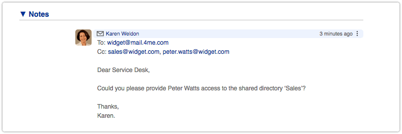 Note from inbound email