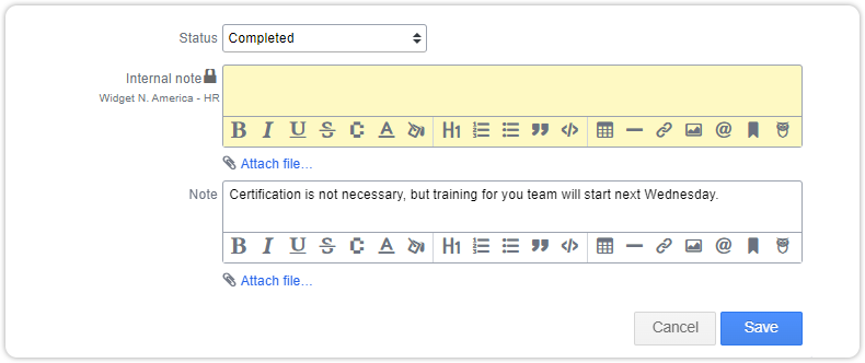 Case management completion