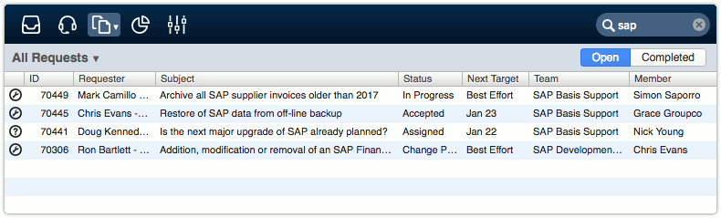 Filtered 4me view with state buttons
