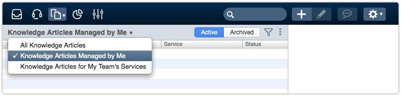 Knowledge Articles Managed by Me view