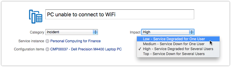 Impact selection in grouped request