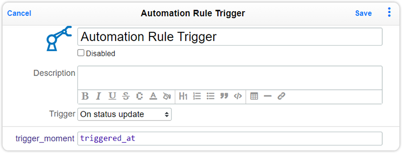 Automation rule triggered at
