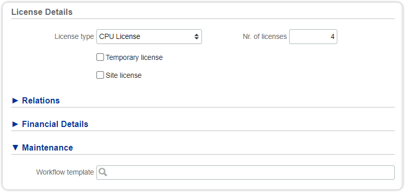 Maintenance schedule licenses