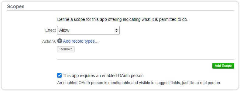 App offering oauth