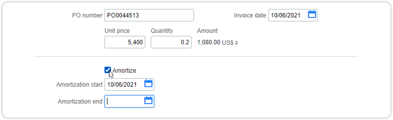 Invoice amortization start copied