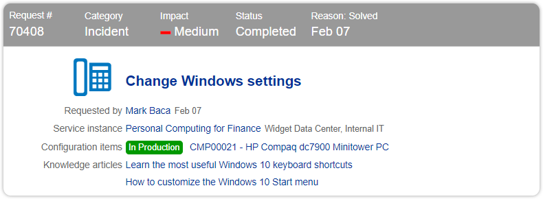 request linked to knowledge articles
