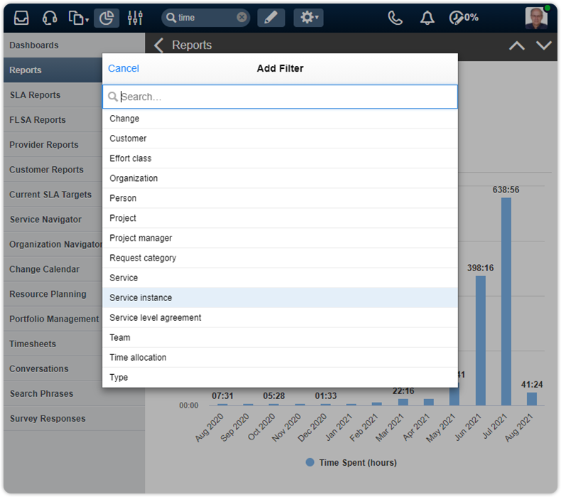Filter time entry reports