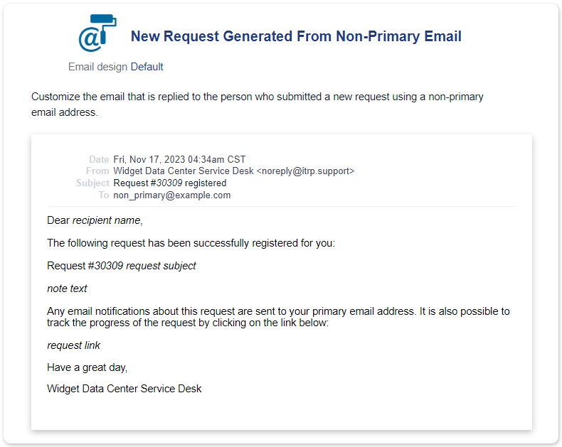 Notification non primary email