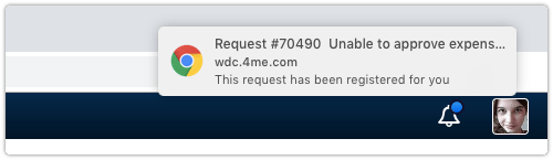 Popup notification for new request