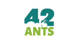 A green and white sign that says 422 ants