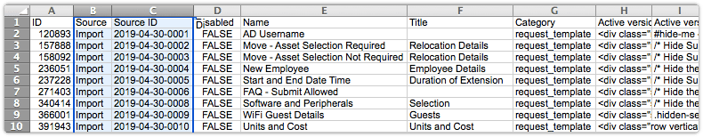 UI extensions export with Source and Source ID