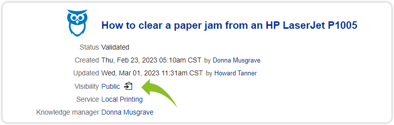 Public link knowledge article