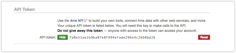 API token Rest button