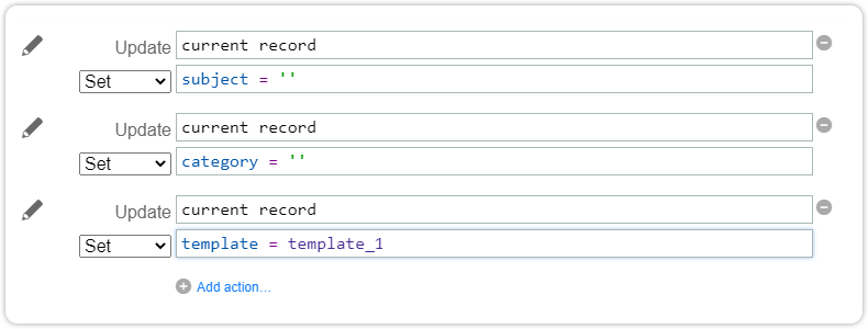 Automation rule request template clear