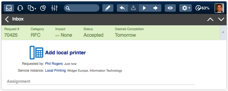 Navigation bar above request
