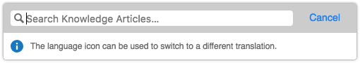 Knowledge article search hint language switching