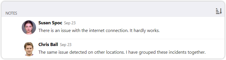 Notes direction self service