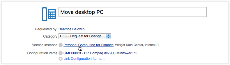 Service instance field with request in Edit mode