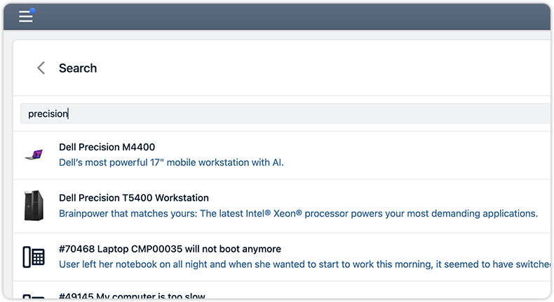 Shop article search self service