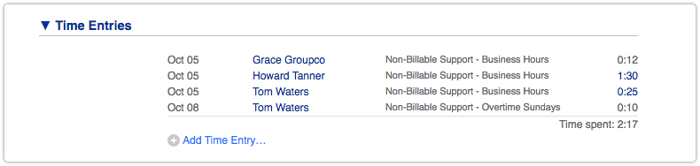 Request time entries with total time spent