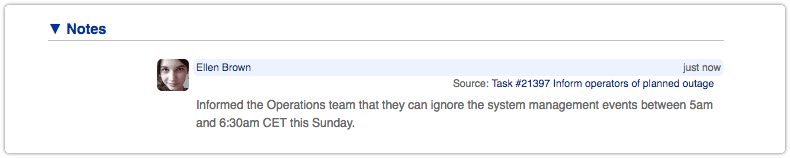 Source of a note in a change