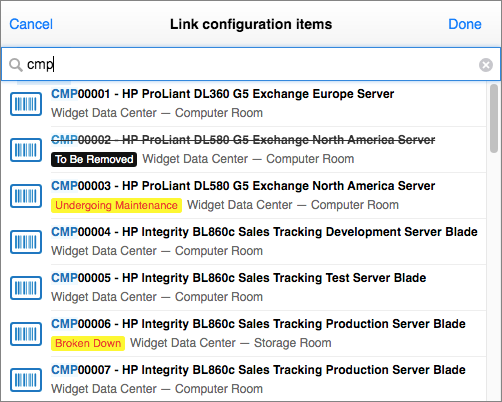 Configuration item suggestions with status