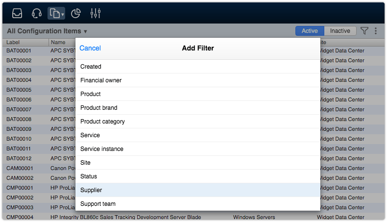 Configuration item filters