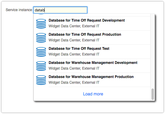 List of service instance suggestions