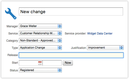 Release field of the ITRP Change form