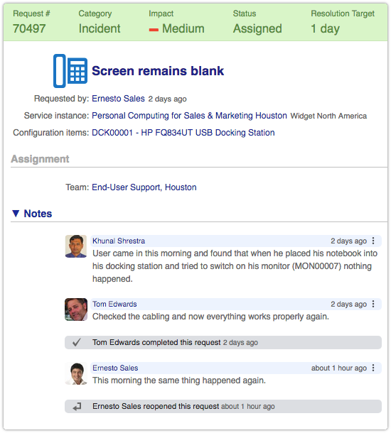 Open Requests Aging since Last Updated report
