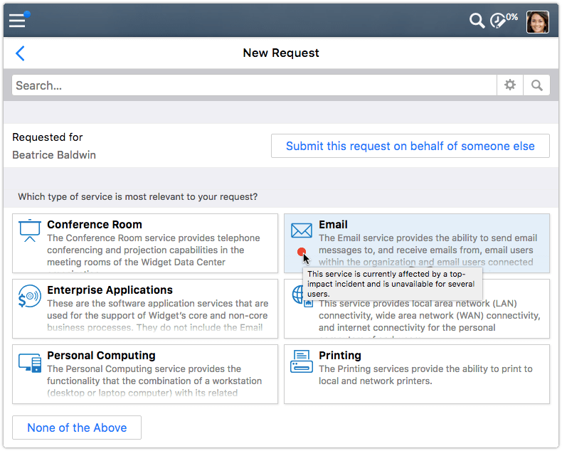 Service is unavailable indicator