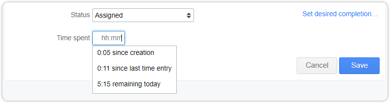 Time entry suggestions