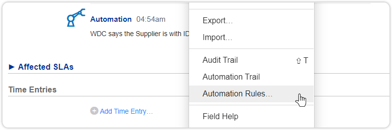 Edit automation rule