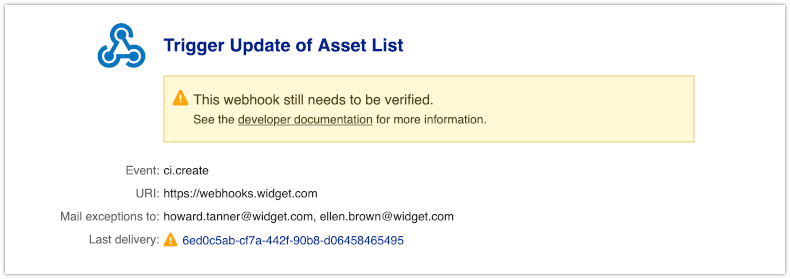 Unverified webook in 4me