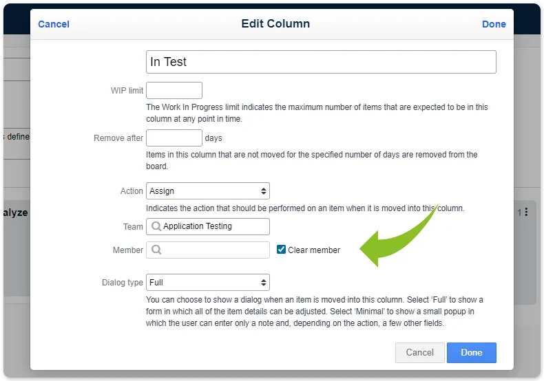 Agile column clear member