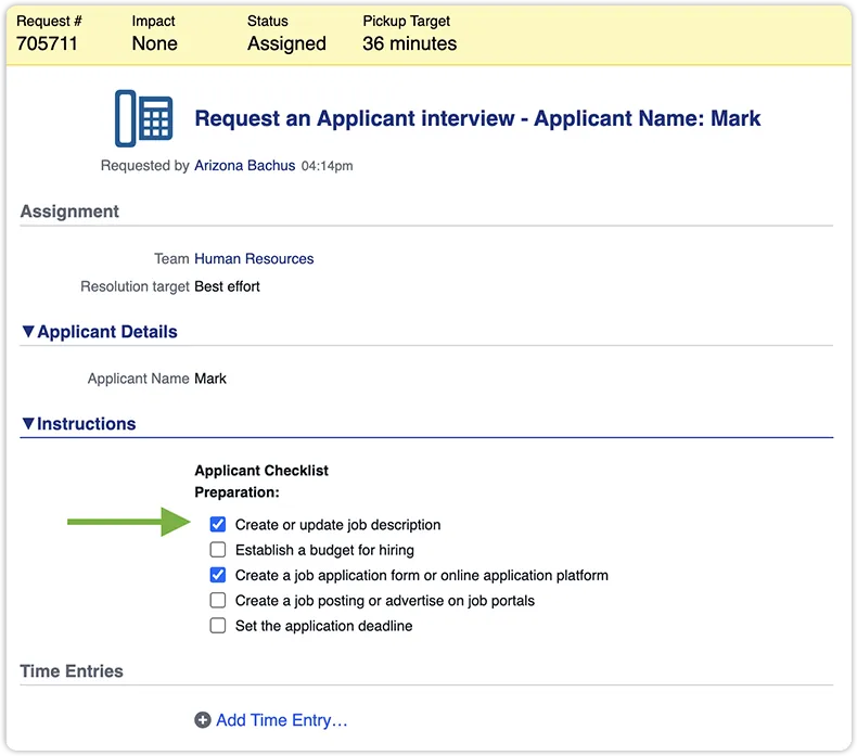 Checklist instructions