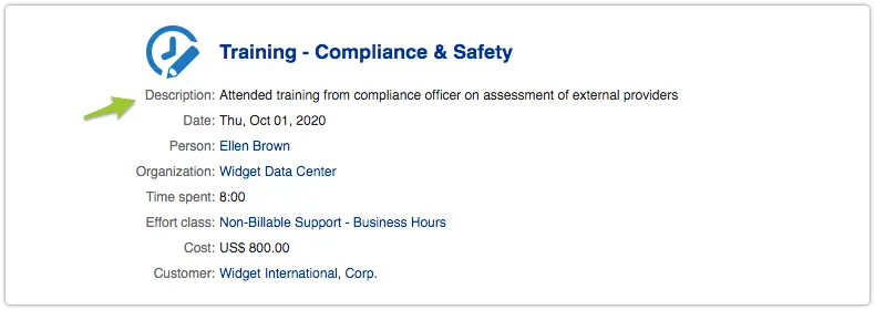 Time entry with a description