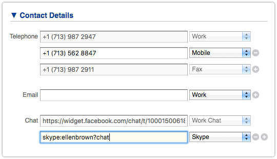 Adding a chat link to a person record