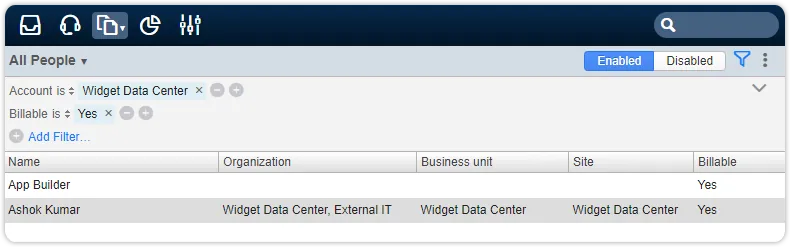People views billable filter
