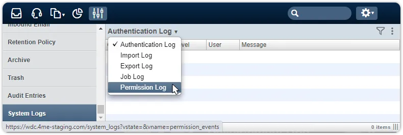 System logs permission log