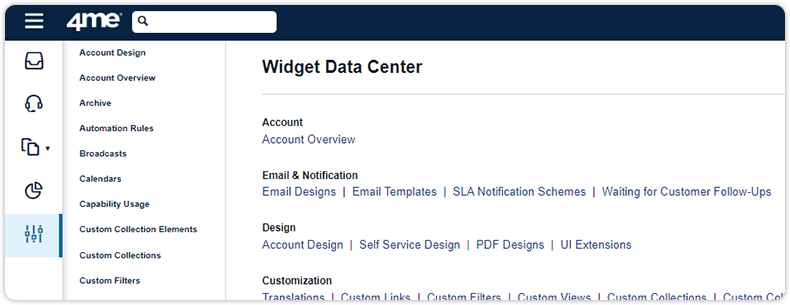 Setting menu grouping