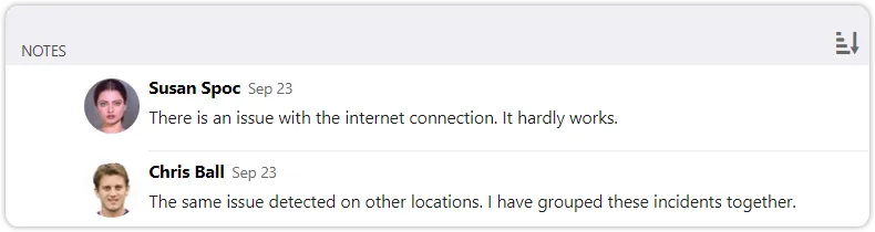 Notes direction self service