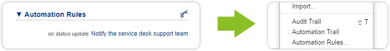 Automation rules in action menu